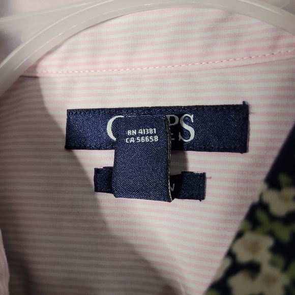 M | Chaps | Floral "No Iron" Long Sleeved Button Down Shirt - Picture 5 of 7